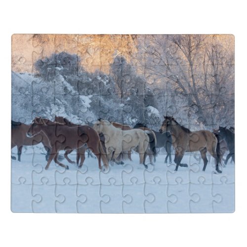 Horse Drive in Winter on Hideout Ranch Jigsaw Puzzle