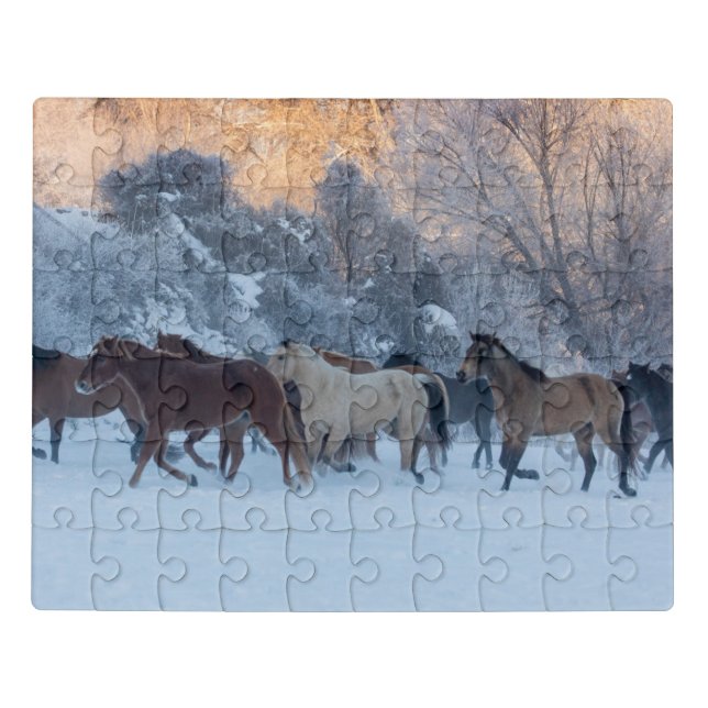 Horse Drive in Winter on Hideout Ranch Jigsaw Puzzle (Puzzle Horizontal)