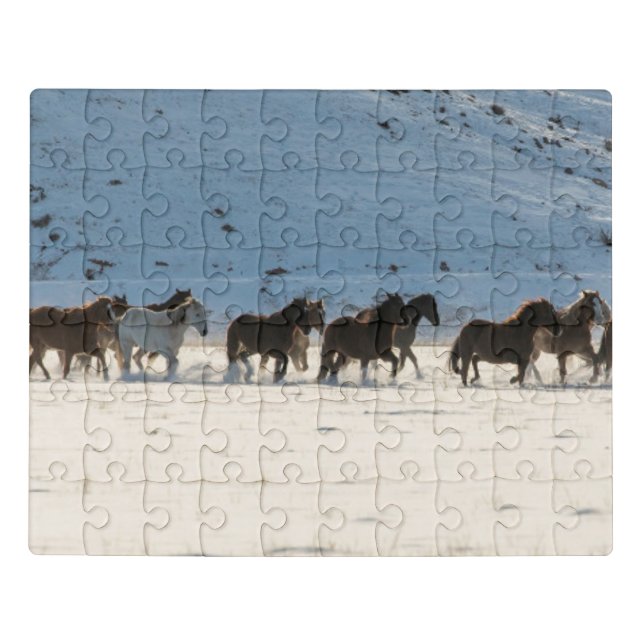Horse Drive in Winter on Hideout Ranch Jigsaw Puzzle (Puzzle Horizontal)