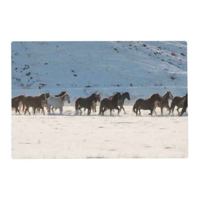Horse Drive in Winter on Hideout Ranch Placemat (Front)
