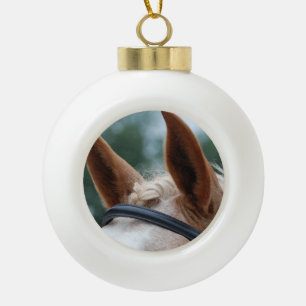 horse ears ceramic ball christmas ornament
