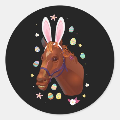 Horse Easter Day Tee Easter Bunny Horse Funny East Classic Round Sticker