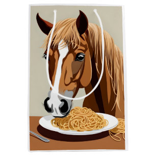 horse eating spaghetti  medium gift bag
