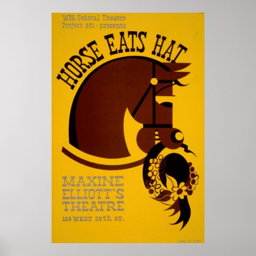 Horse Eats Hat WPA 1940 Vintage Federal Theater Poster