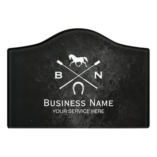 Horse Elegant Horseback Riding Equestrian Door Sign (Small Crest Front)