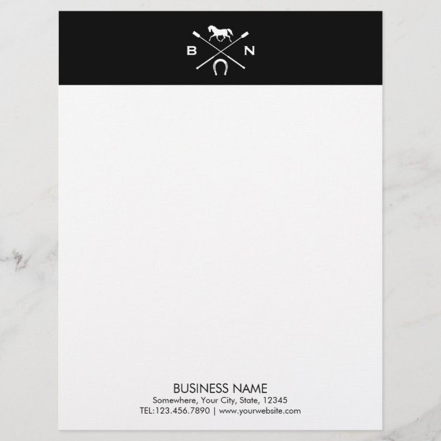 Horse Elegant Horseback Riding Equine Equestrian Letterhead (Front)