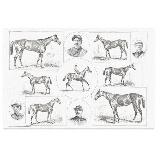 Horse Ephemera Decoupage Vintage Farm Tissue Paper