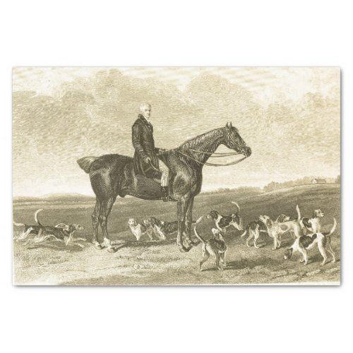 Horse Ephemera Decoupage Vintage Man Dogs Hunt Tissue Paper