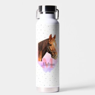 Horse Equestrian Animal Monogram Pattern Water Bot Water Bottle