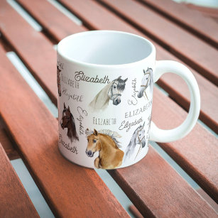 Horse equestrian gifts for girls personalized name coffee mug