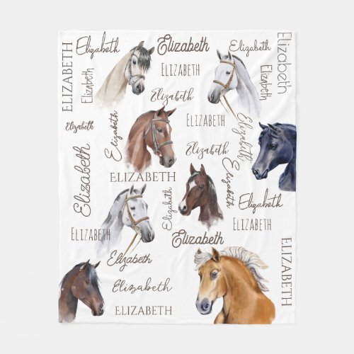 Horse equestrian gifts for girls personalized name fleece blanket