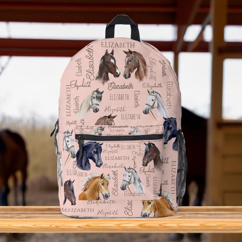 Horse equestrian gifts for girls personalized name printed backpack