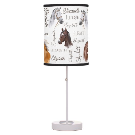 Horse equestrian gifts for girls personalized name table lamp (Front)