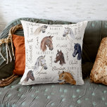 Horse equestrian gifts for girls personalized name throw pillow<br><div class="desc">Horse equestrian gifts for girls personalized name pillow,  beautiful watercolor horse portraits with girls name collage horse lovers gifts for any occasion .</div>