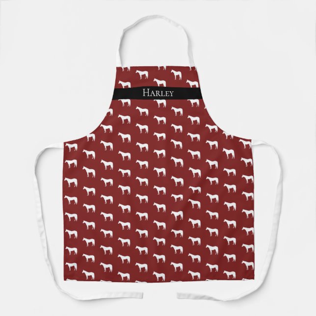 Horse Equestrian Personalized Choose Your Color Apron (Front)