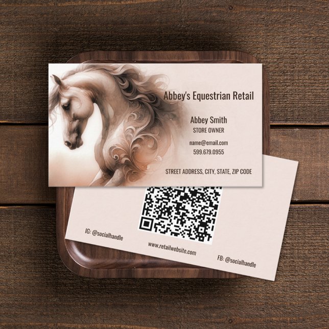 Horse Equestrian QR Code Business Card (Horse Equestrian QR Code Business Card (front and back))