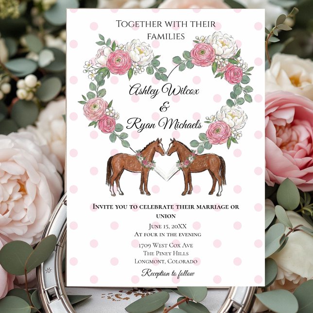 Horse Equestrian Wedding Invitation (A romantic and festive wedding suite inspired by a cozy French countryside.)