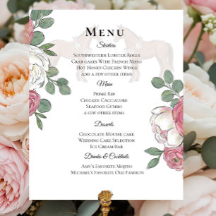 Horse Equestrian Wedding Menu Foam Board