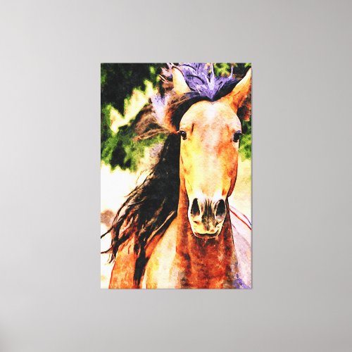  Horse Equine AR22 Black Mane Art Canvas Print