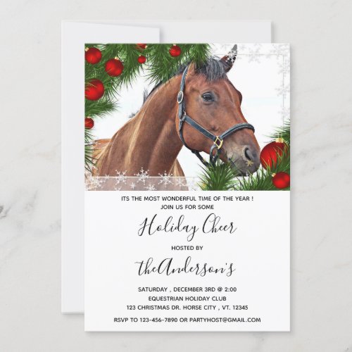 Horse Equine Christmas Equestrian Cute Pony Invitation