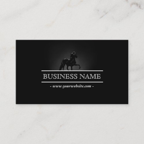 Horse Equine Horseback Riding Elegant Black Business Card