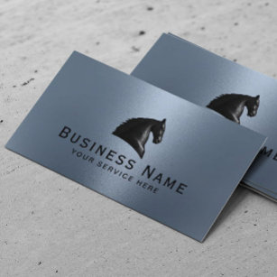 Horse Equine Logo Equestrian Modern Dusty Blue Business Card