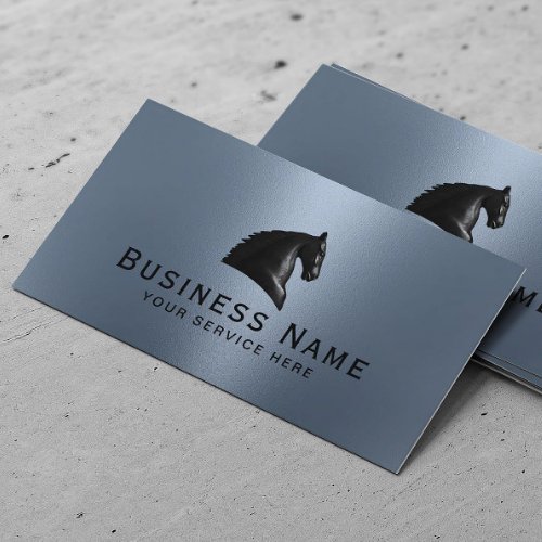 Horse Equine Logo Equestrian Modern Dusty Blue Business Card