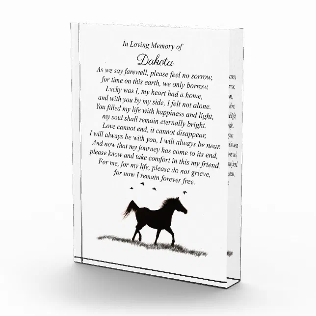 Horse Equine Memorial Tribute Custom Name Photo Block | Zazzle