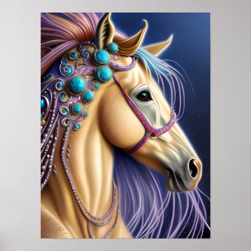 Horse Equine Palamino Fantasy Art Poster