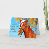 Horse Equine Santa Hat Funny Christmas Card