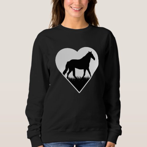 Horse Equine Silhouette Heart Love Riding Sweatshirt