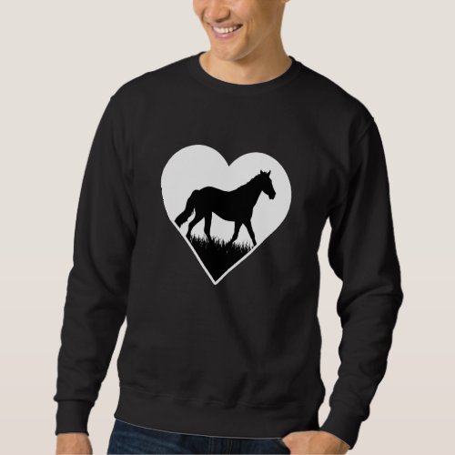 Horse Equine Silhouette Heart Love Riding Sweatshirt