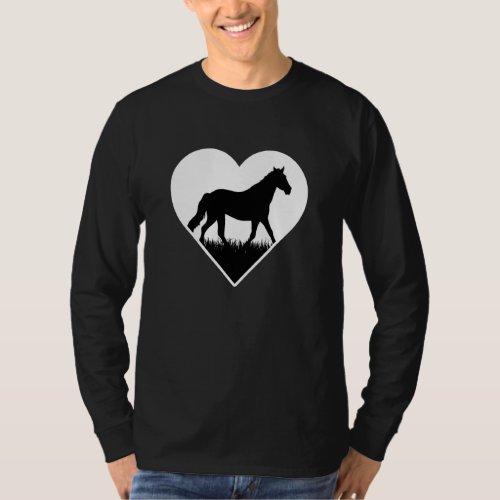 Horse Equine Silhouette Heart Love Riding T_Shirt