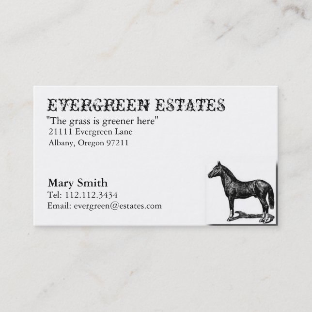 Horse Equine Stables Business Card (Front)