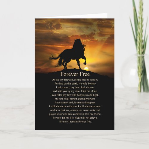 Horse Equine Sympathy Spiritual Poem  Card