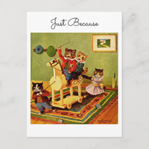 Horse Escapade Just Because From a Cat Cavalry Postcard