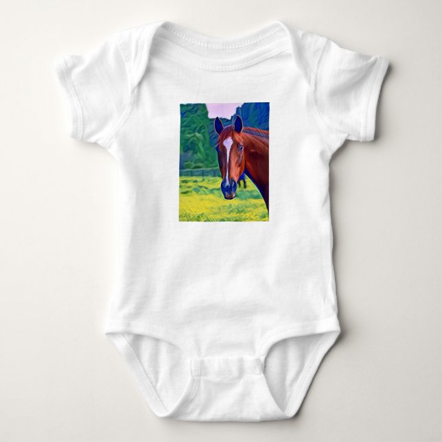 horse face baby bodysuit (Front)