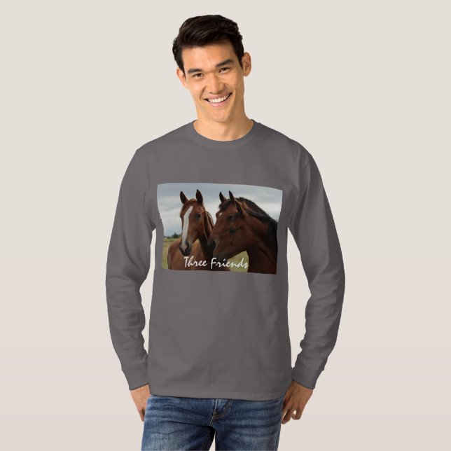 Horse Faces on Men's Basic Long Sleeve T-Shirt (Front Full)