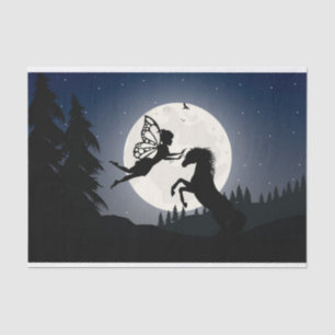 Horse Fairy Silhouette Moon Forest Hill Decoupage Tissue Paper