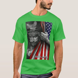Horse Faith over fear Jesus American Flag Patriot T-Shirt