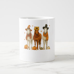 Horse Fall Western Autumn Horse with Leaves Eq Giant Coffee Mug
