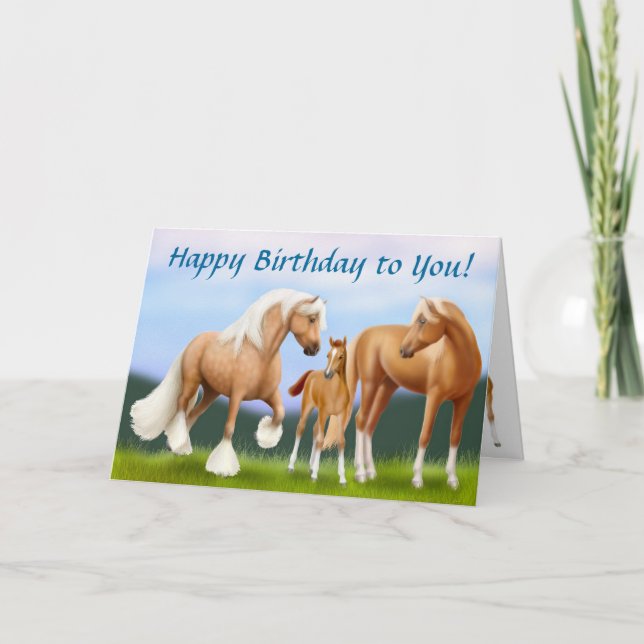 Horse Family Happy Birthday Card (Front)