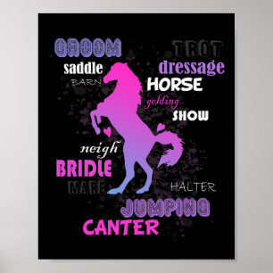 Horse Farm Animals Gift For Horseback Riding Horse Poster