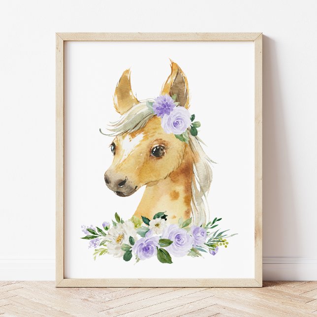Horse, Farm Animals, Lilac Flowers, Gender Neutral Poster (Creator Uploaded)