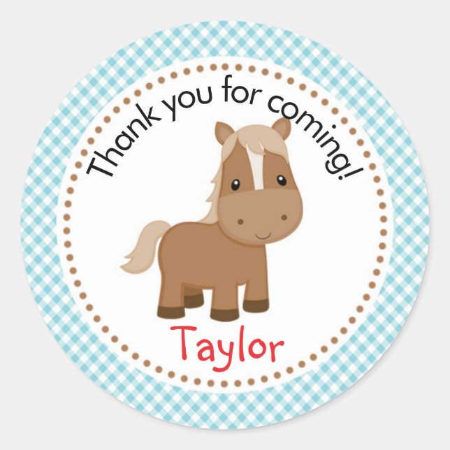 Horse Farm Animals Sticker (Barnyard, Blue) (Front)
