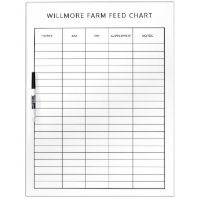 Horse Farm Barn Feed Chart Care Chart