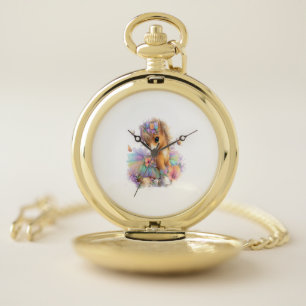 Horse Farm Rainbow Summer Pocket Watch