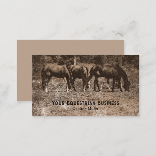 Horse Farm Vintage Country Rustic Sepia Western Business Card