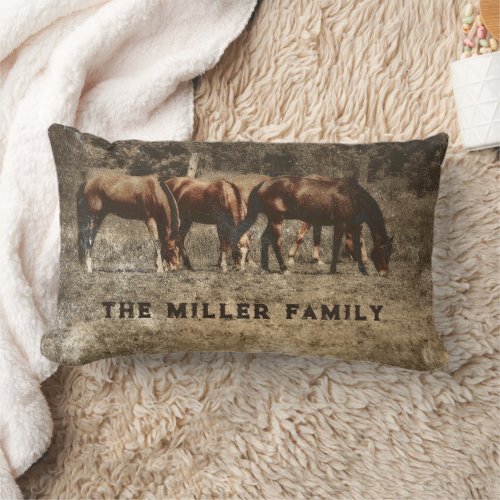 Horse Farm Vintage Country Rustic Western Lumbar Pillow