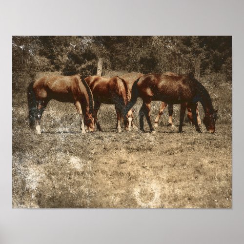 Horse Farm Vintage Country Rustic Western Poster